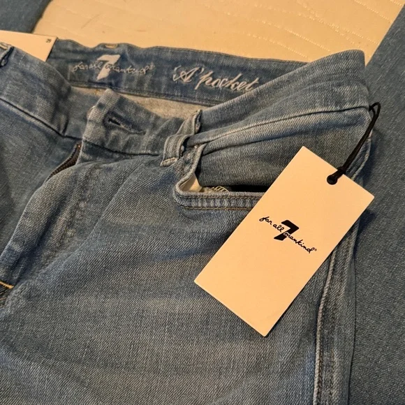 7 For All Mankind Light Blue boot cut Jeans New w tags! Sz 29 - Picture 2 of 7